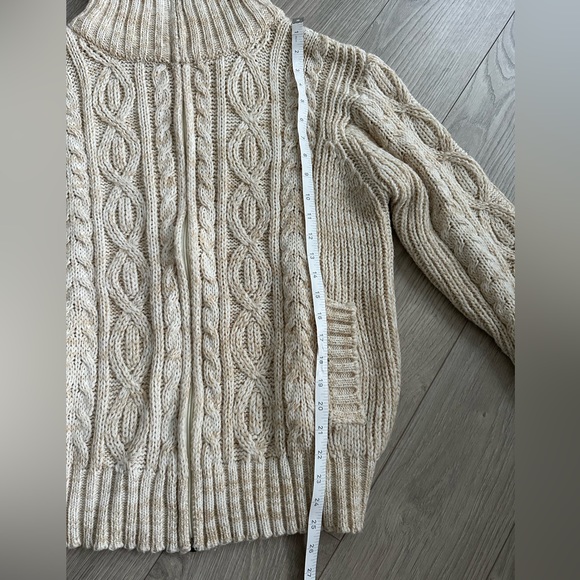 Vintage Mock Neck Cable Knit Zip Up Cardigan - Picture 6 of 11